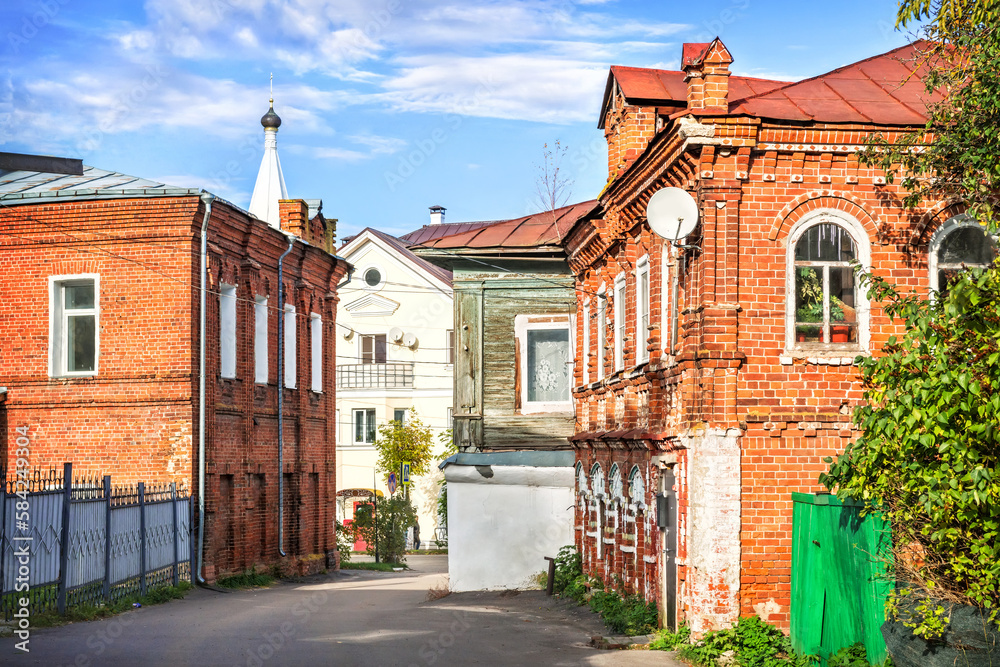 Fototapeta premium Ancient brick buildings, Nagornaya street, Gorokhovets