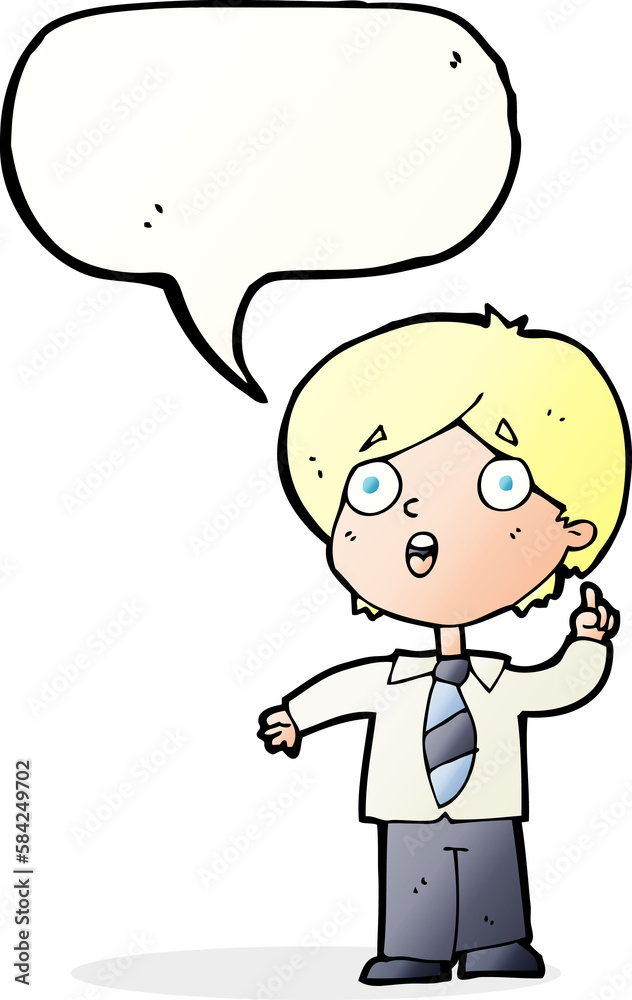 cartoon schoolboy answering question with speech bubble cartoon schoolboy answering question with speech bubble
