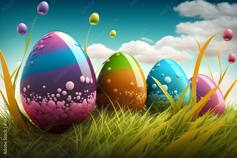 easter eggs in grass easter eggs in grass
