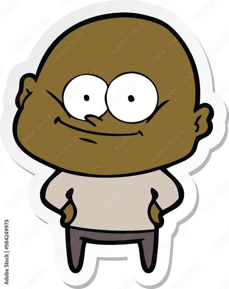 Fototapeta premium sticker of a cartoon bald man staring
