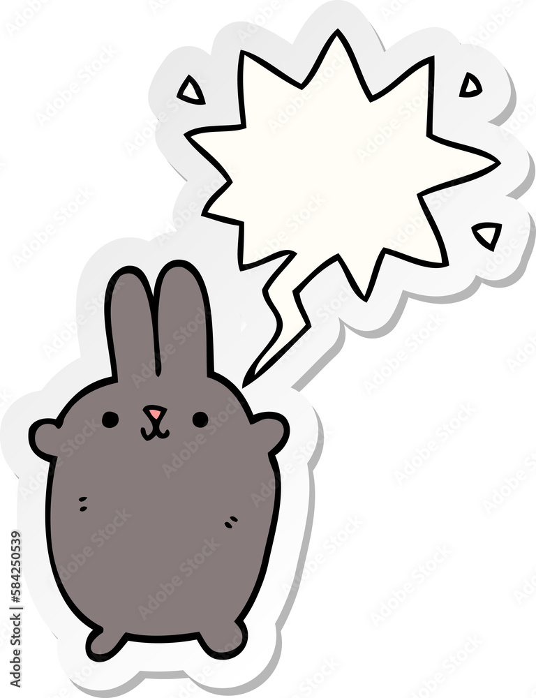 cartoon rabbit and speech bubble sticker cartoon rabbit and speech bubble sticker