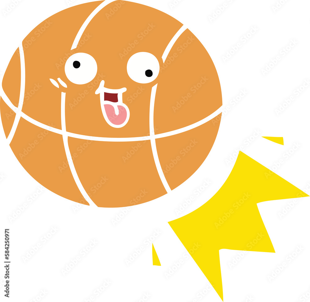 flat color retro cartoon basketball flat color retro cartoon basketball
