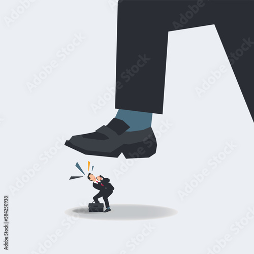 Businessman looking up want to be stepped on vector illustration. Under pressure in career or business concept