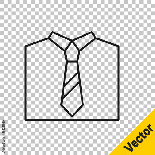 Black line Tie icon isolated on transparent background. Necktie and neckcloth symbol. Vector