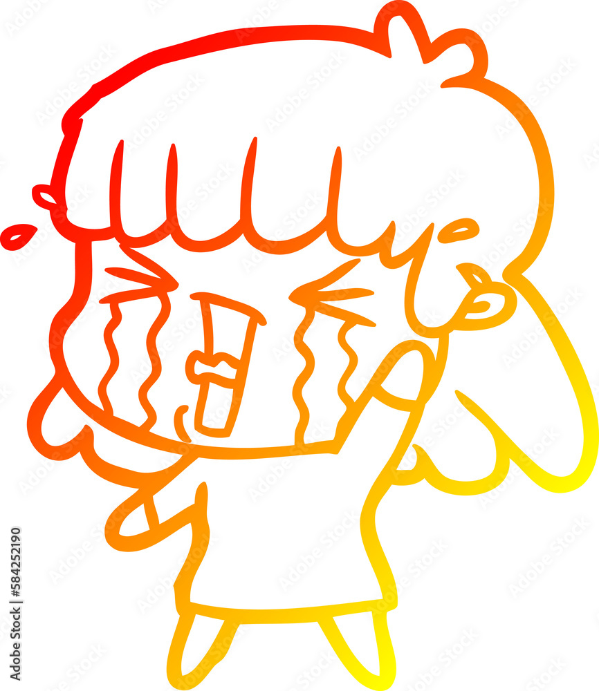 warm gradient line drawing cartoon woman in tears warm gradient line drawing cartoon woman in tears