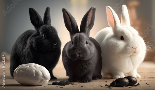 Black Easter cute rabbit egg symbol. young Generated AI photo