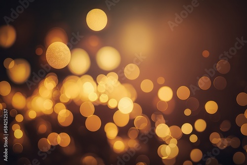 Gold lights bokeh effects. Blurry bokeh wallpaper background. Celebration wallpaper. Golden bokeh. Generative AI.