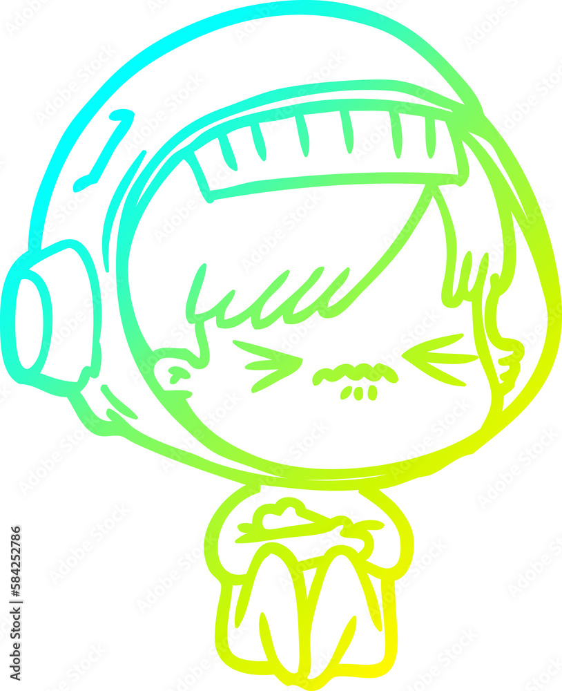 cold gradient line drawing cartoon astronaut woman cold gradient line drawing cartoon astronaut woman
