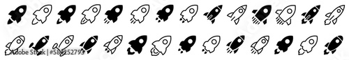Rocket icons set. Startup symbol icon. Rocket launcher icon. Vector illustration.