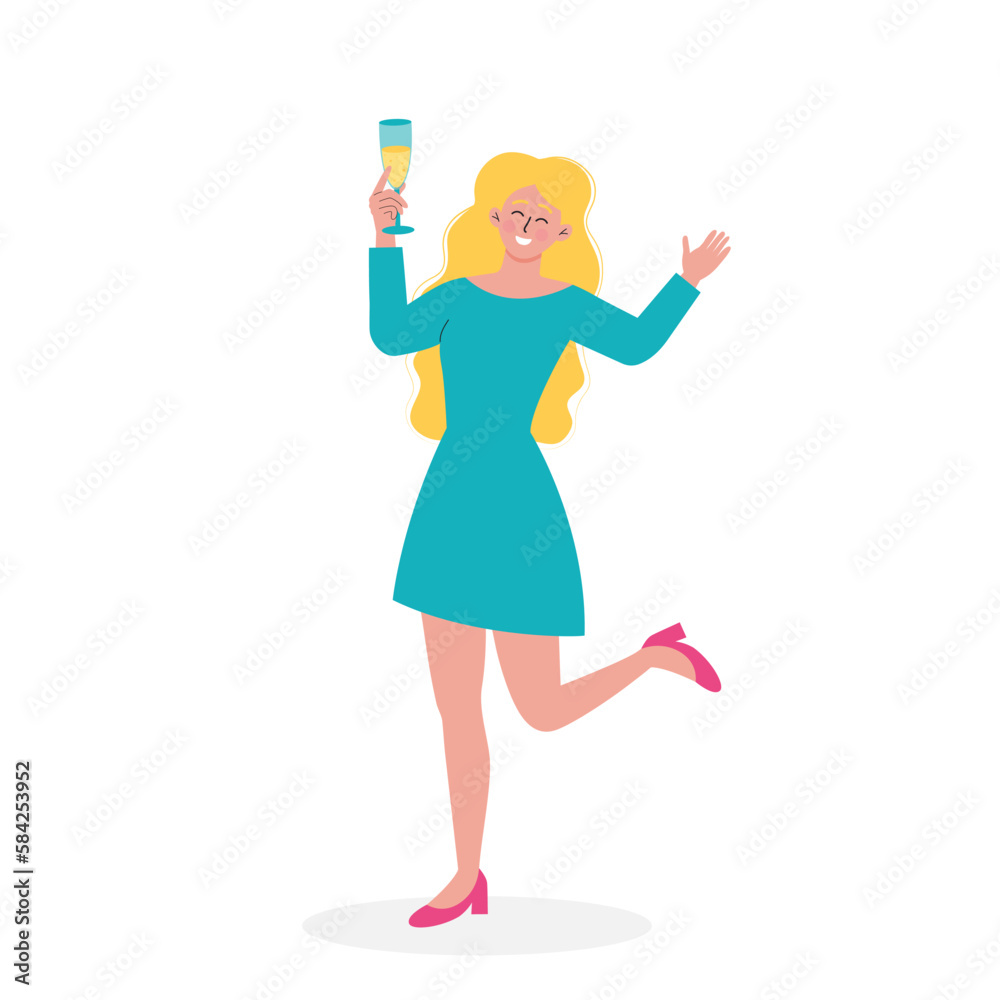 Young woman with glass of champagne is having fun. Celebration, party, birthday, anniversary, holiday, event concept. Young woman with glass of champagne is having fun. Celebration, party, birthday, anniversary, holiday, event concept.