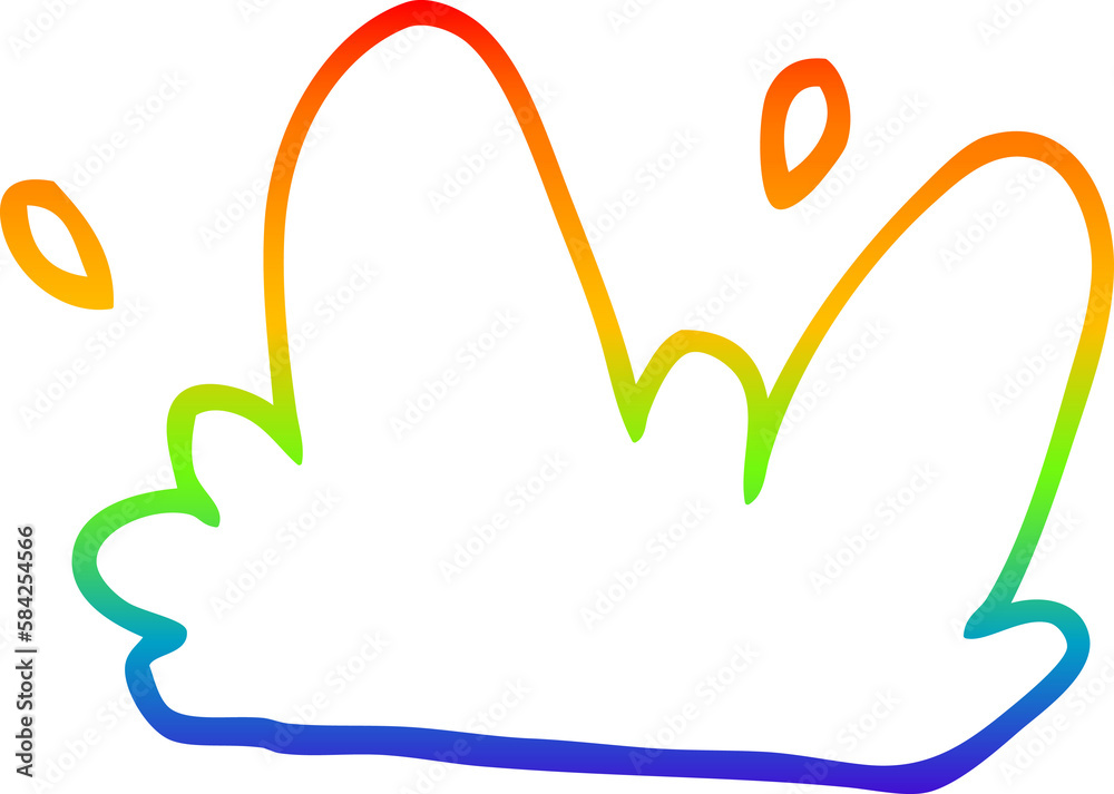 Fototapeta premium rainbow gradient line drawing cartoon water splash