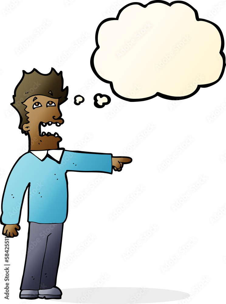 cartoon man accusing with thought bubble cartoon man accusing with thought bubble
