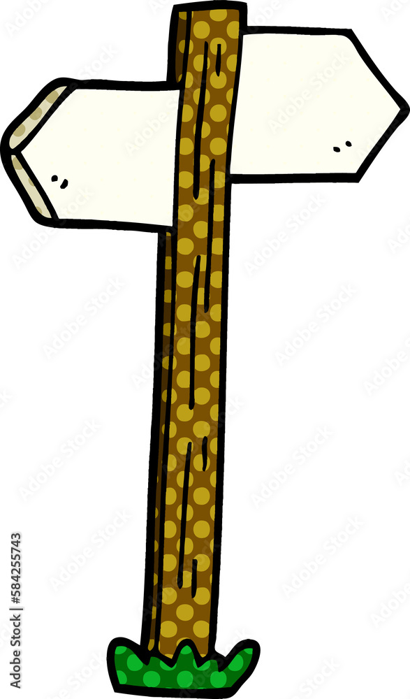 cartoon doodle painted direction sign posts cartoon doodle painted direction sign posts