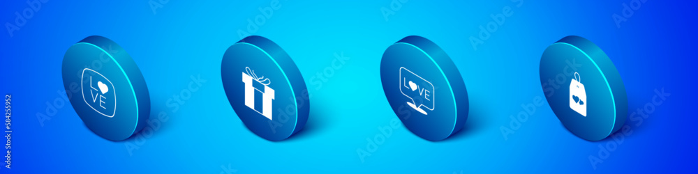 Set Isometric Love text, Please do not disturb with heart and Gift box icon. Vector Set Isometric Love text, Please do not disturb with heart and Gift box icon. Vector