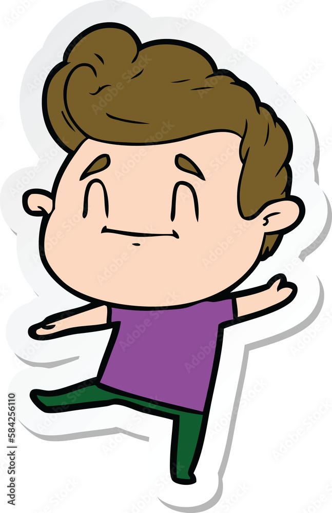 sticker of a happy cartoon man