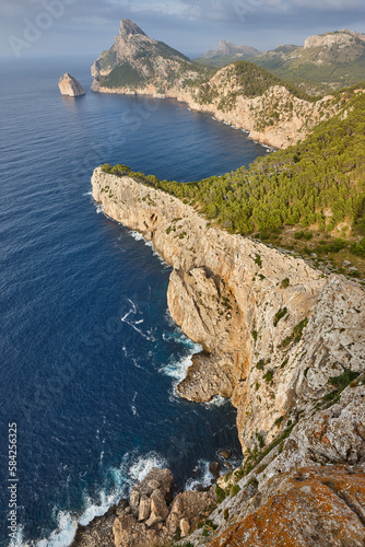 Formentor cape in Mallorca islands. Vertical view. Balearic islands