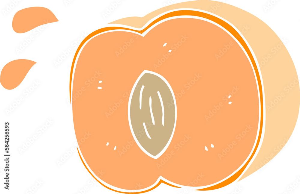 flat color illustration of a cartoon juicy peach flat color illustration of a cartoon juicy peach