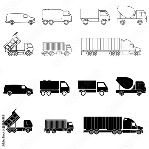 Truck icon vector set. transportation of goods illustration sign collection. Cargo transportation symbol or logo.