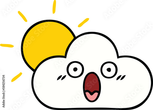 cute cartoon sunshine and cloud