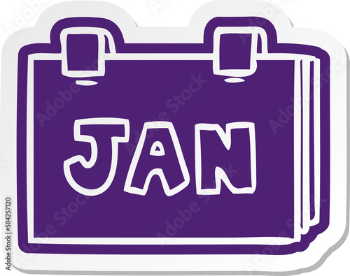 cartoon sticker of a calendar with jan