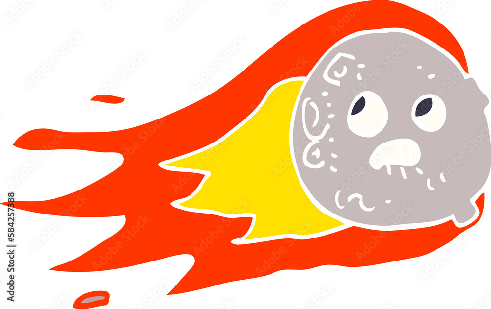 cartoon doodle flaming asteroid cartoon doodle flaming asteroid