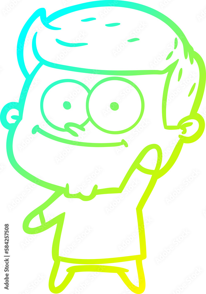 cold gradient line drawing cartoon happy man cold gradient line drawing cartoon happy man