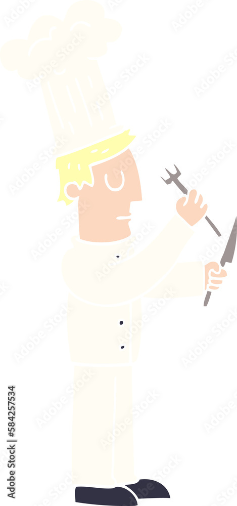 cartoon doodle chef with knife and fork cartoon doodle chef with knife and fork