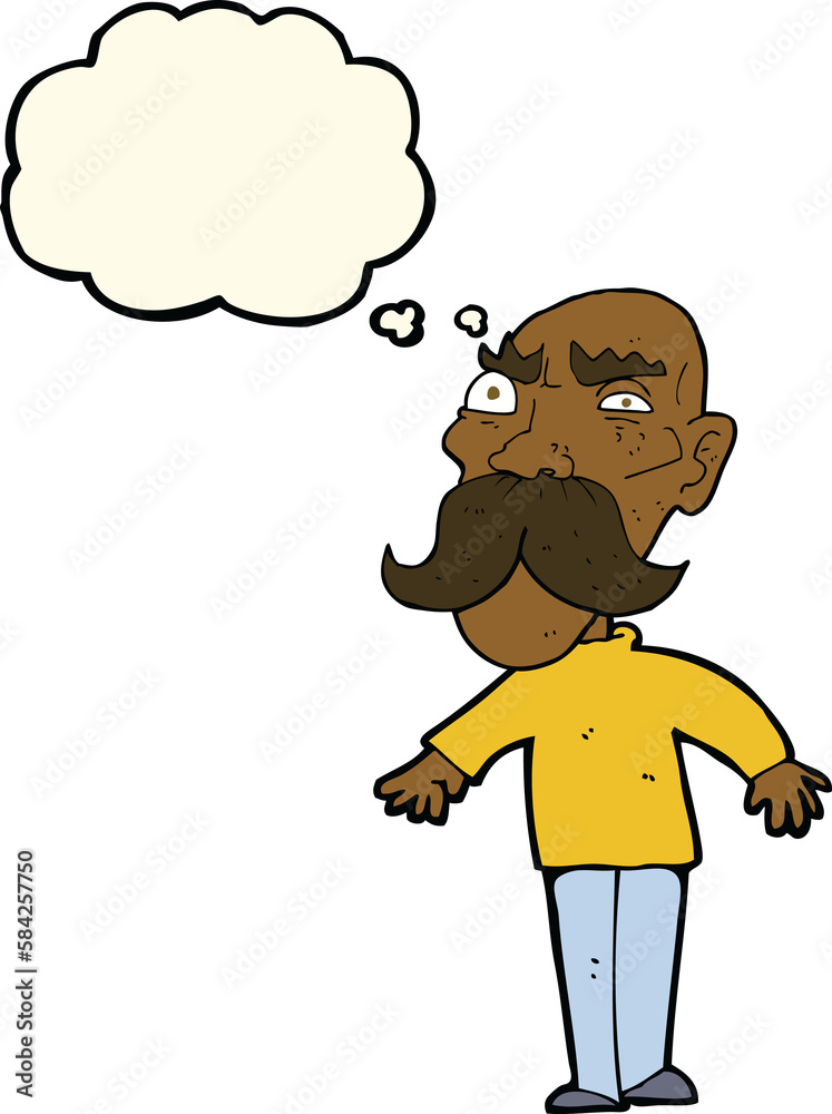 cartoon angry old man with thought bubble