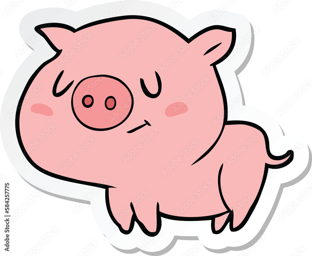 sticker of a cartoon pig sticker of a cartoon pig
