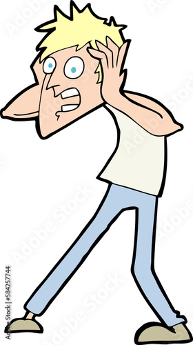 cartoon man panicking