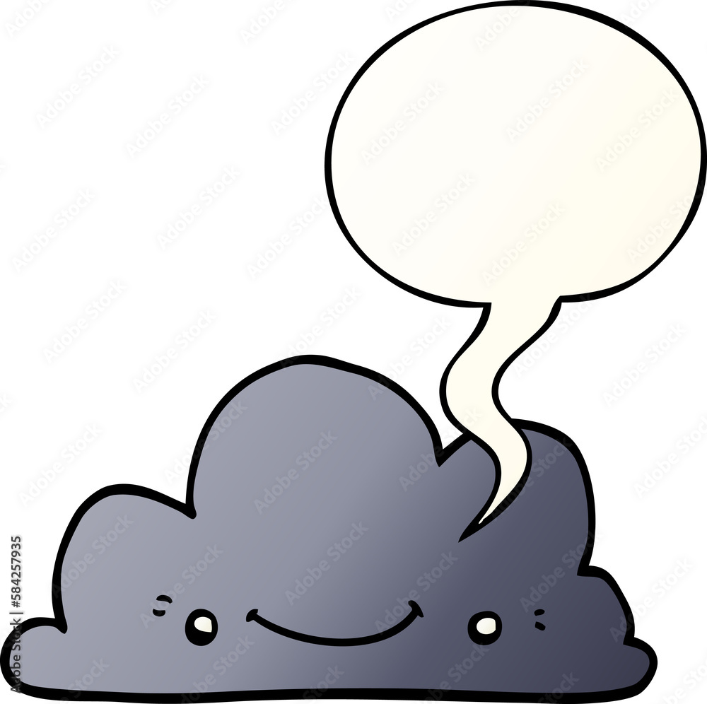 cute cartoon cloud and speech bubble in smooth gradient style cute cartoon cloud and speech bubble in smooth gradient style