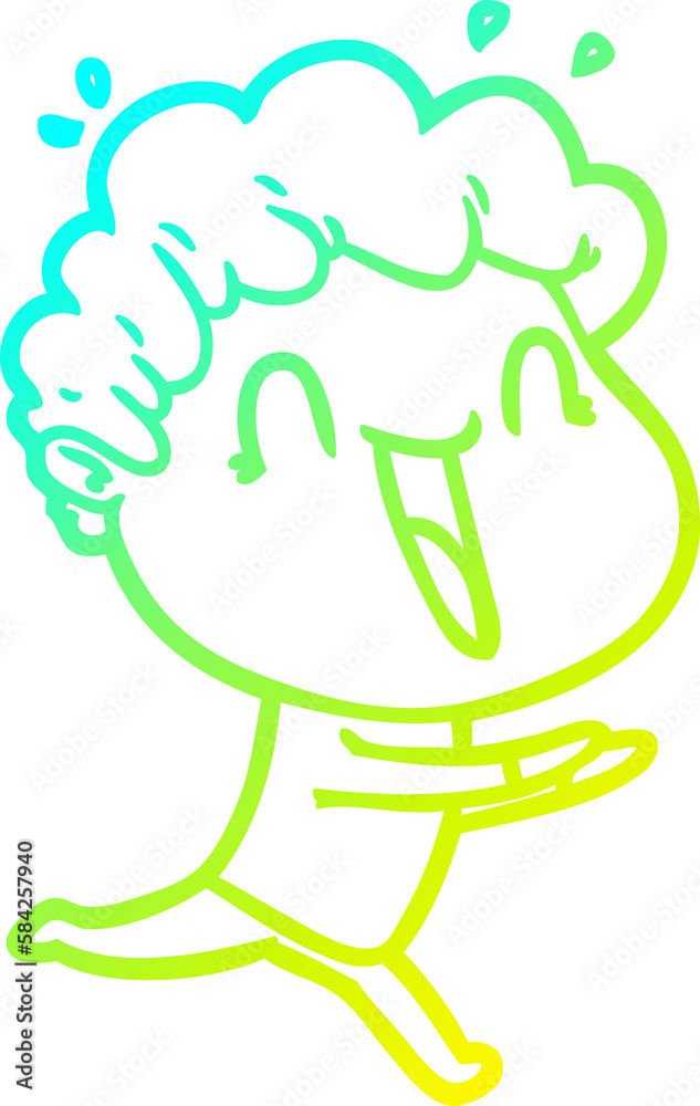 cold gradient line drawing cartoon happy man cold gradient line drawing cartoon happy man