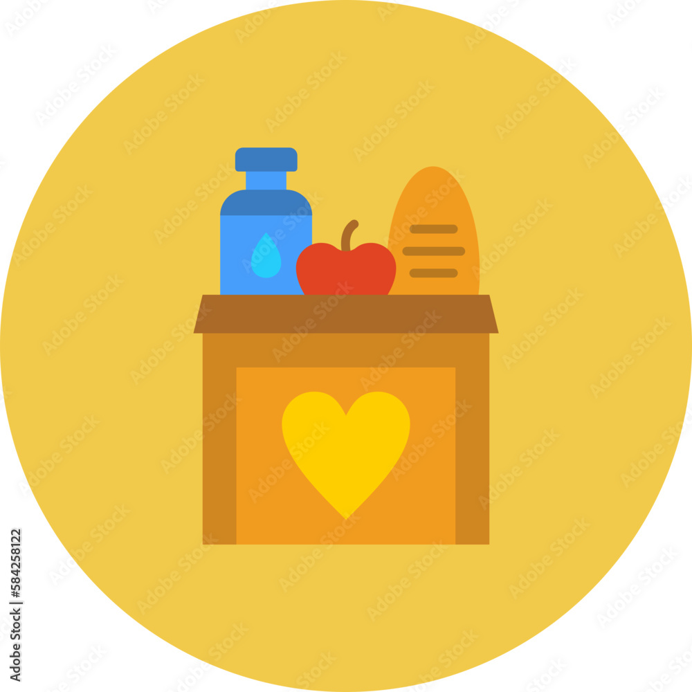Fototapeta premium Food Donation Multicolor Circle Flat Icon