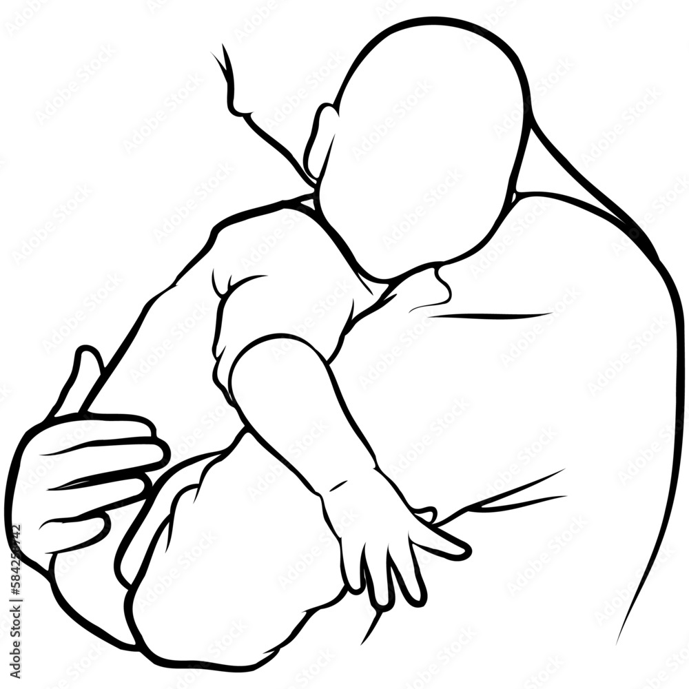 Mother and Kid Line Drawing. Mother and Kid Line Drawing.