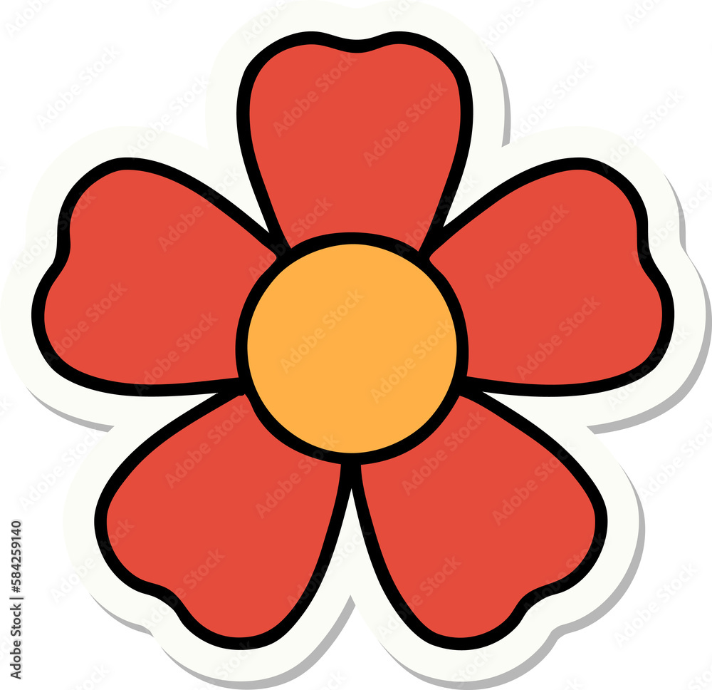 tattoo style sticker of a flower tattoo style sticker of a flower
