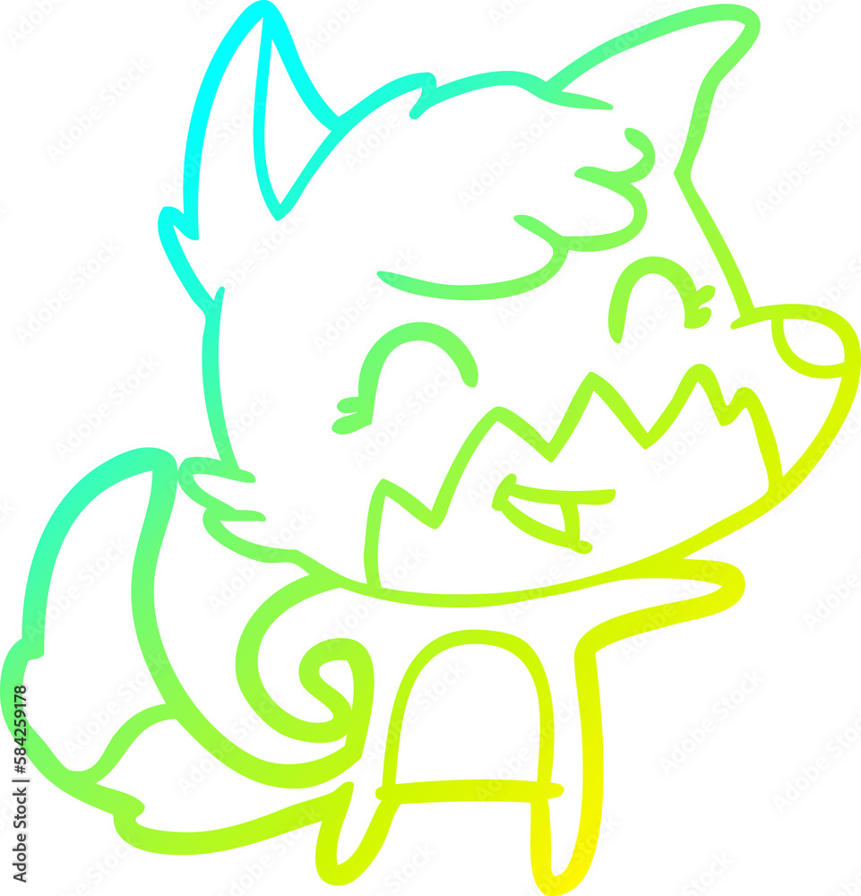 cold gradient line drawing happy cartoon fox cold gradient line drawing happy cartoon fox