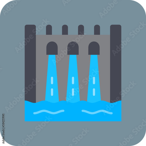 Hydroelectric Multicolor Round Corner Flat Icon
