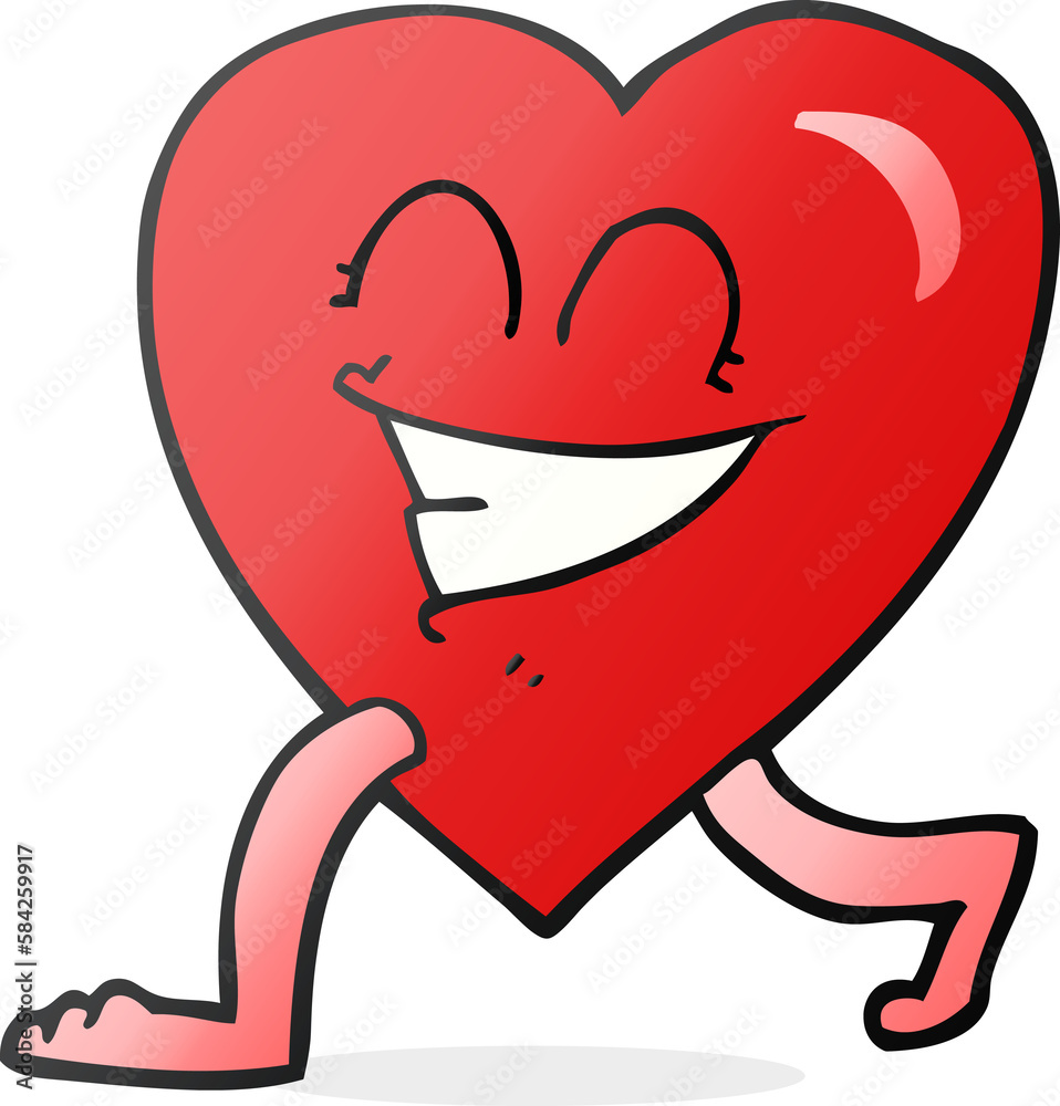 cartoon walking heart