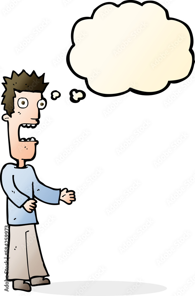 cartoon man freaking out with thought bubble cartoon man freaking out with thought bubble