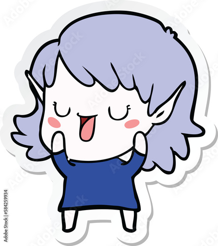 sticker of a cartoon elf girl