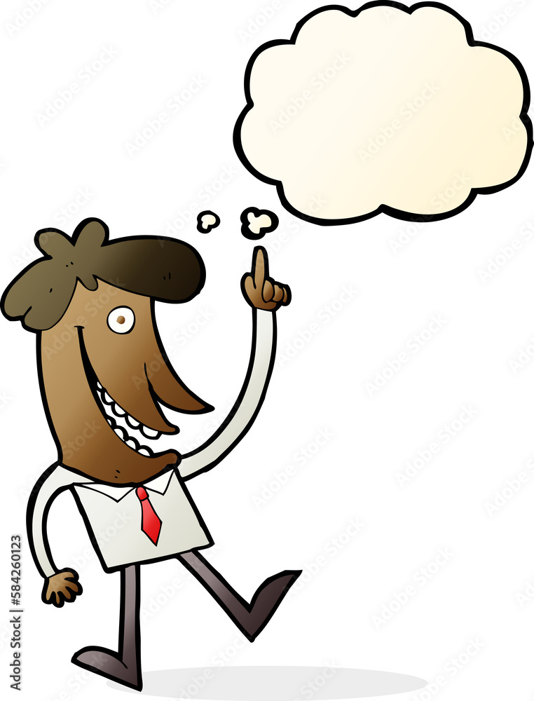Fototapeta premium cartoon man with idea with thought bubble