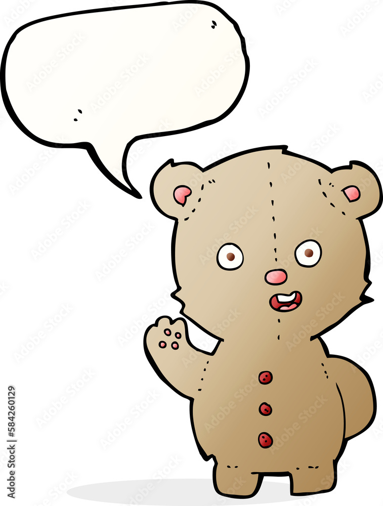 cartoon teddy bear with speech bubble
