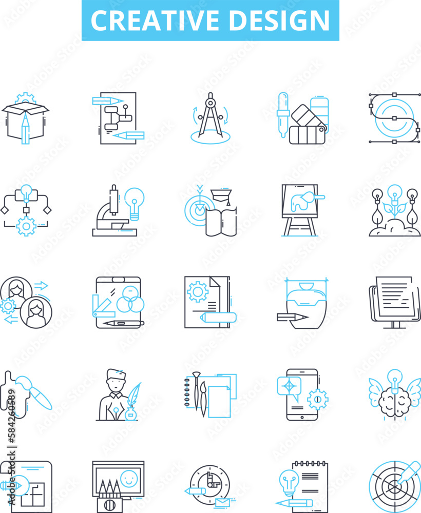 Creative design vector line icons set. Design, Creative, Artistic, Aesthetic, Innovative, Graphic, Stylish illustration outline concept symbols and signs Creative design vector line icons set. Design, Creative, Artistic, Aesthetic, Innovative, Graphic, Stylish illustration outline concept symbols and signs