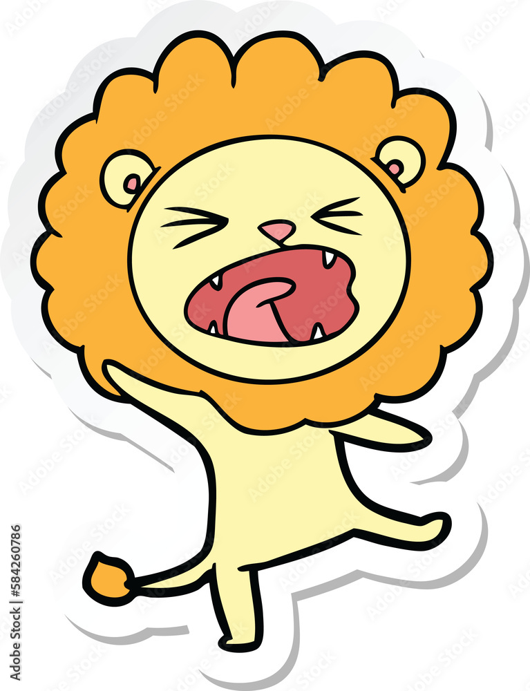 sticker of a cartoon lion sticker of a cartoon lion
