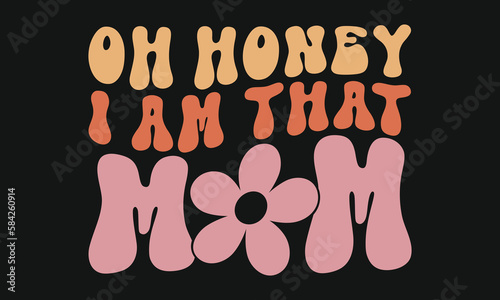 Mom Mother's Day Retro Wavy T-shirt Design
