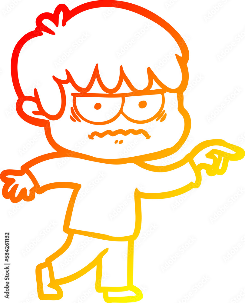 warm gradient line drawing annoyed cartoon boy warm gradient line drawing annoyed cartoon boy