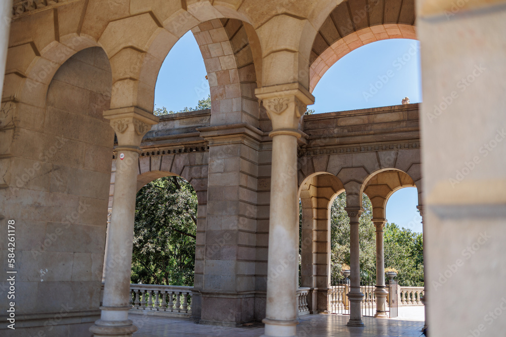 Detail of the Fountain designed by Josep Fontserè inside The Parc de la Ciutadella, Citadel Park, in Ciutat Vella Neighborhood in Barcelona, Catalonia, Spain