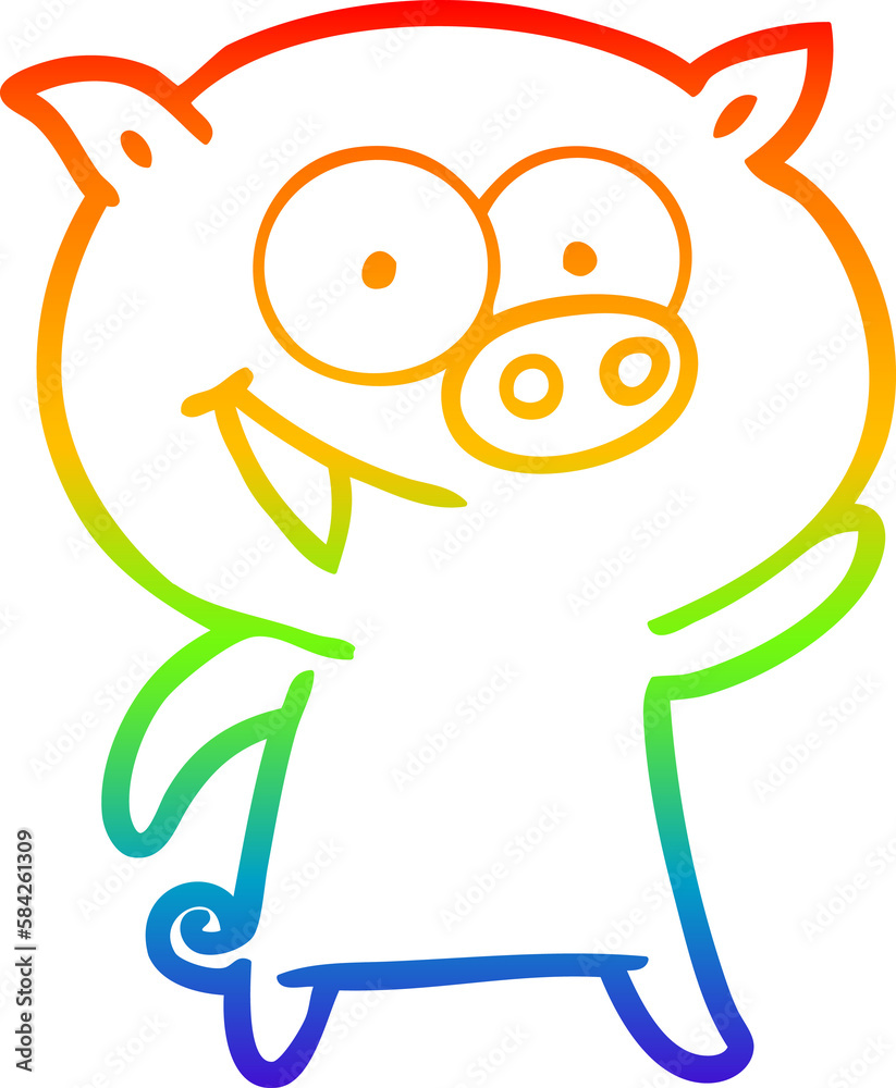 rainbow gradient line drawing cheerful pig cartoon rainbow gradient line drawing cheerful pig cartoon