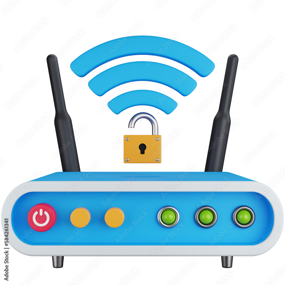3D Icon Illustration Wifi Router With Open Network 3D Icon Illustration Wifi Router With Open Network