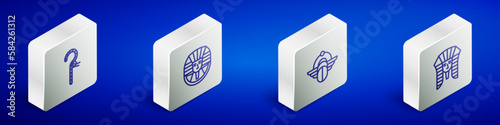 Set Isometric line Crook, Egyptian pharaoh, Scarab and icon. Vector